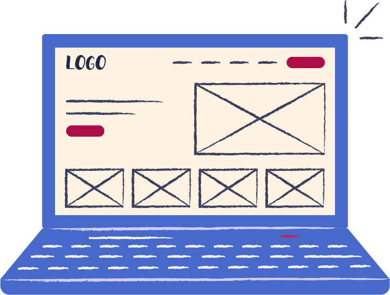 Illustration d'un ordinateur avec une page web ouverte
